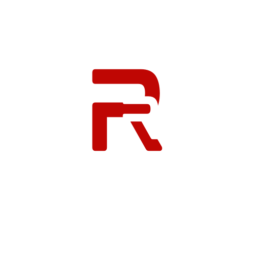 symbolic red and white logo of ripped roarr for light background