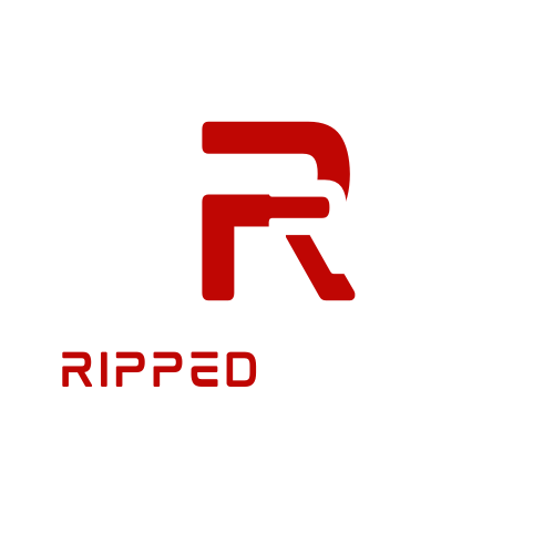 full red and white logo of ripped roarr for light background