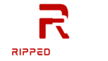 full red and white logo of ripped roarr for light background