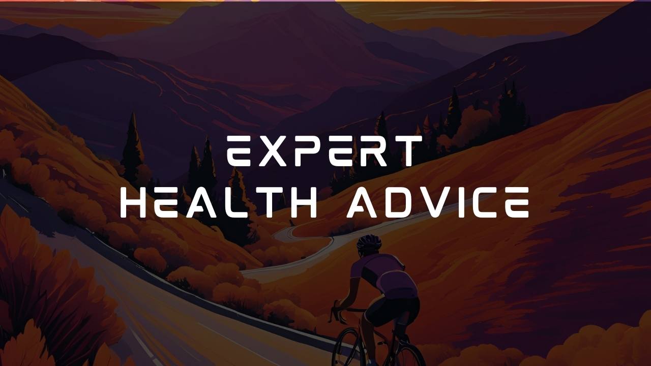 A cyclist is roaming in the mountains for his fitness in the background. high-quality expert health advice is by provided by ripped roarr