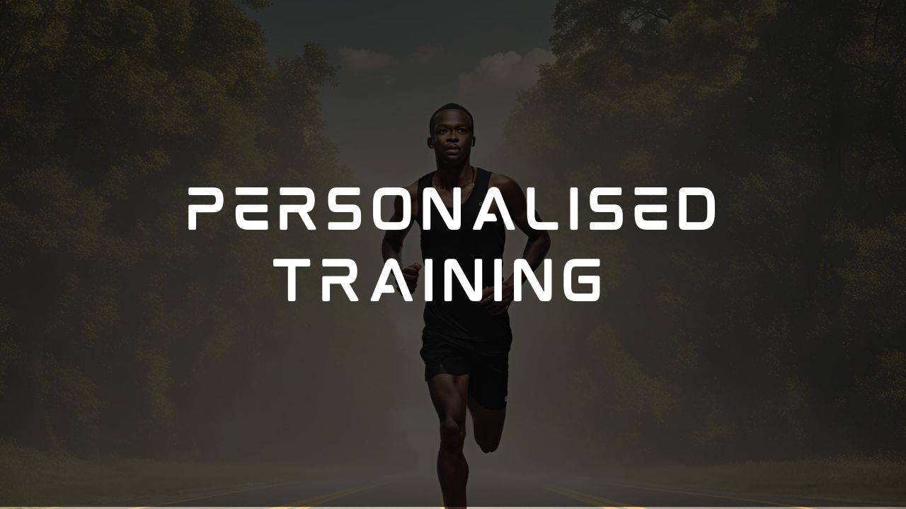 a runner is running in background with message of personalised training text.