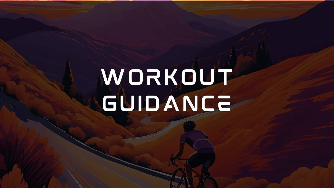 A cyclist is roaming in the mountains for his fitness in the background with text of workout guidance. Complete workout guidance is provided by ripped roarr.